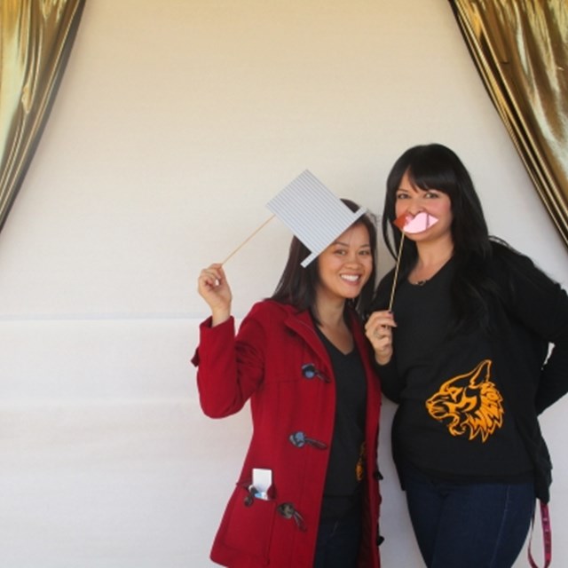 Mrs. Nguyen and Ms. Navarro have a silly photoshoot.